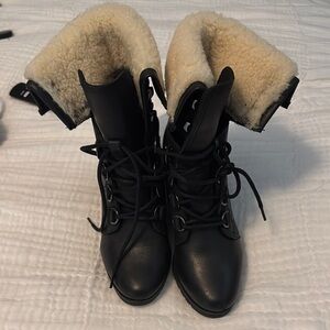 Women's Black Shearling-Lined Boots